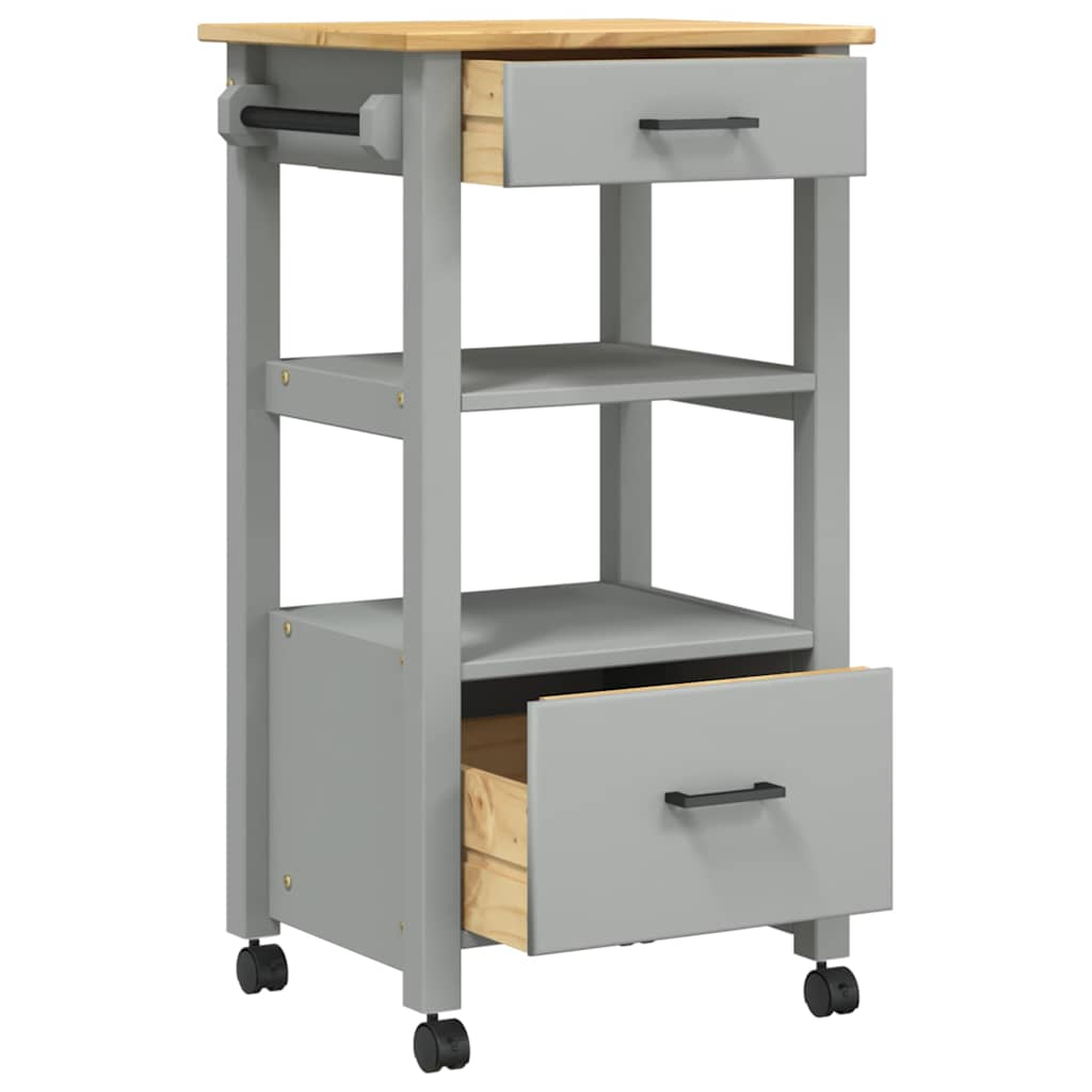 Kitchen Trolley MONZA 18.9"x15.7"x34.8" Solid Wood Pine