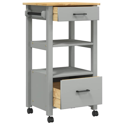Kitchen Trolley MONZA 18.9"x15.7"x34.8" Solid Wood Pine
