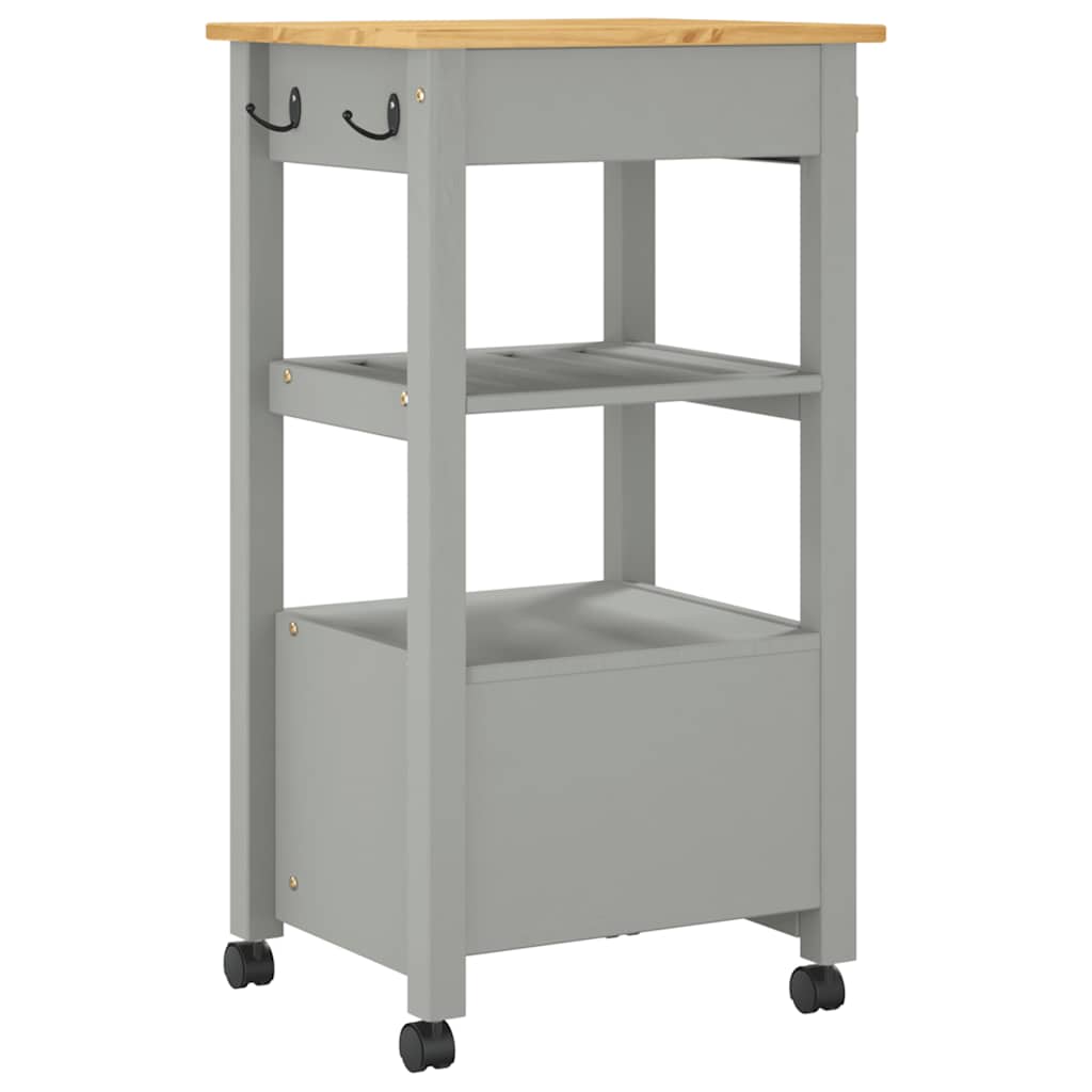 Kitchen Trolley MONZA 18.9"x15.7"x34.8" Solid Wood Pine