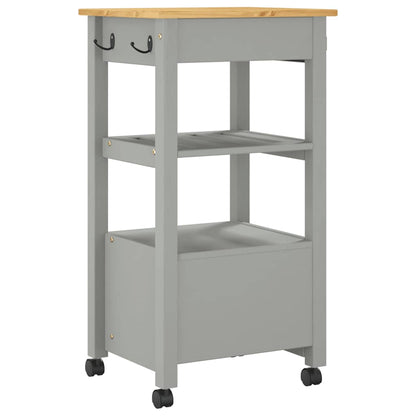Kitchen Trolley MONZA 18.9"x15.7"x34.8" Solid Wood Pine