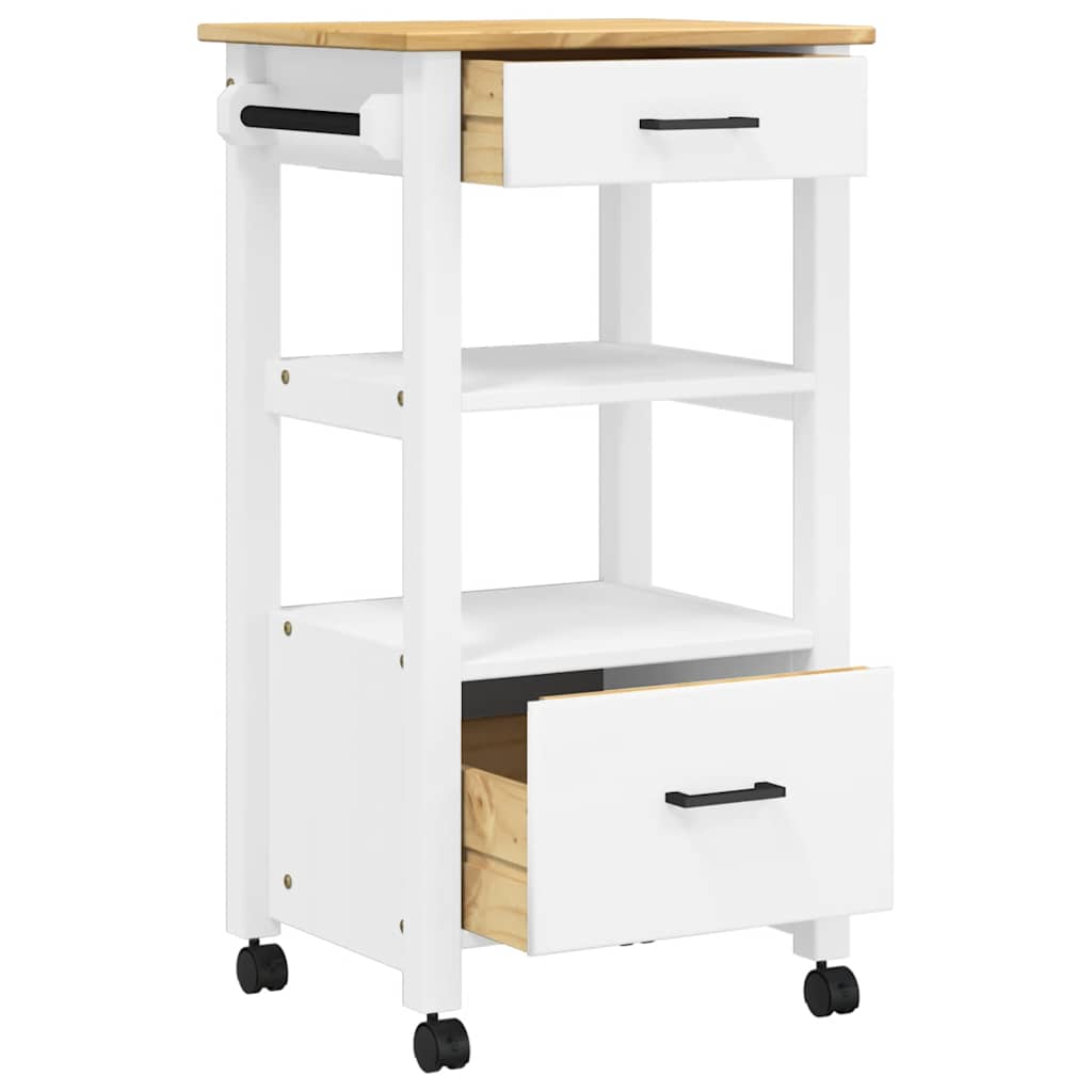 vidaXL Kitchen Trolley MONZA 18.9"x15.7"x34.8" Solid Wood Pine