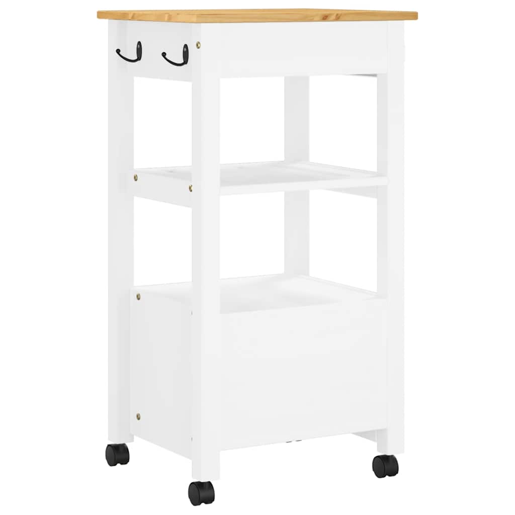 vidaXL Kitchen Trolley MONZA 18.9"x15.7"x34.8" Solid Wood Pine