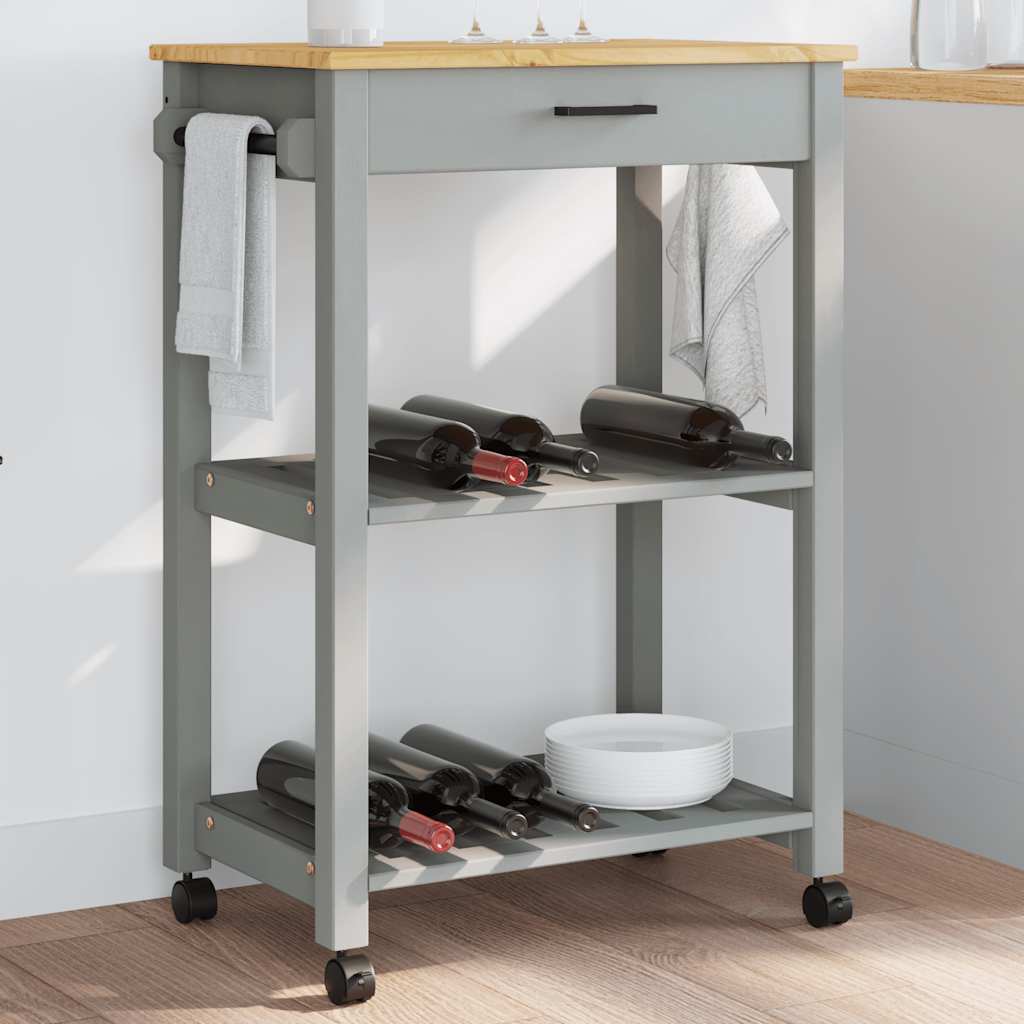 Kitchen Trolley MONZA 23.6"x15.7"x34.8" Solid Wood Pine