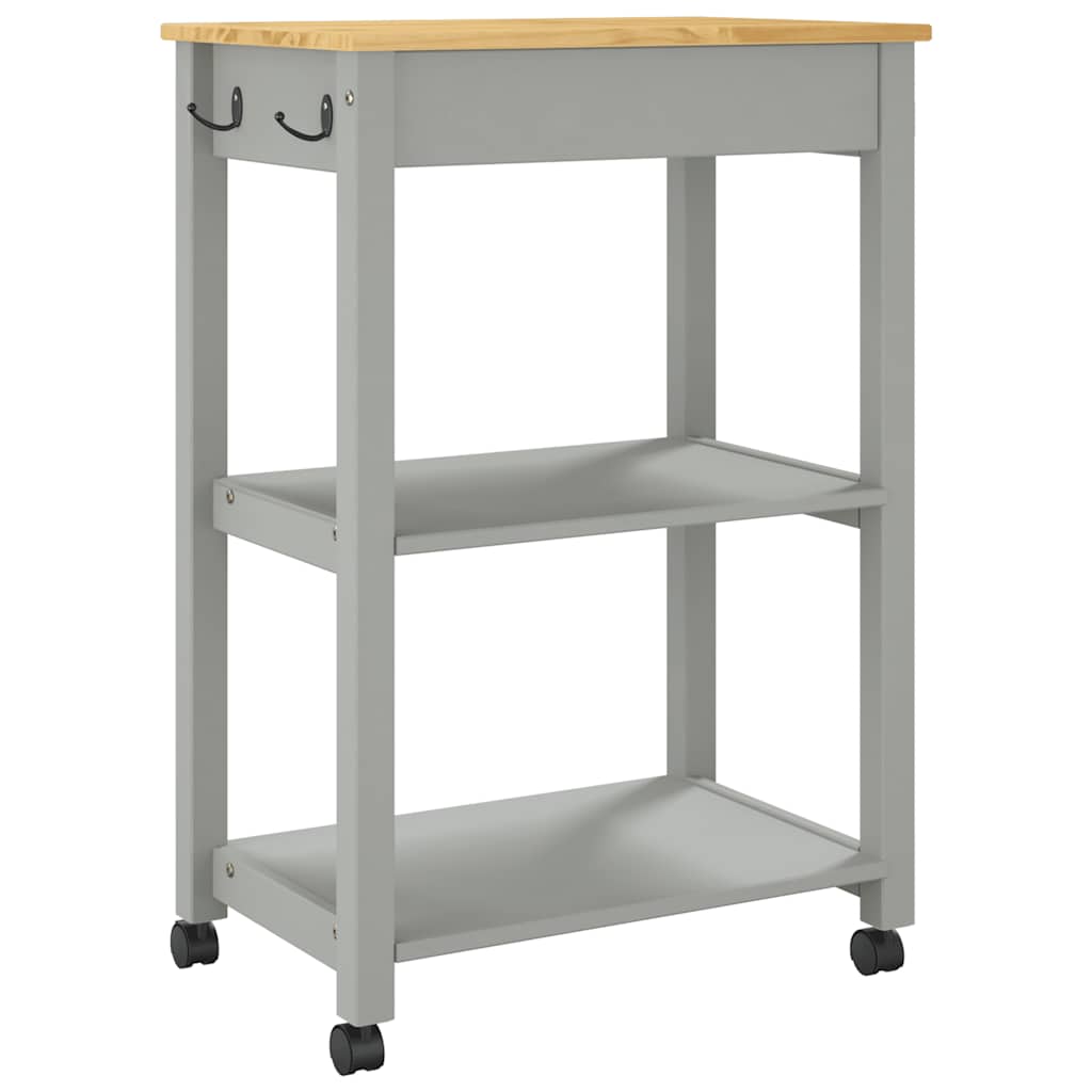 Kitchen Trolley MONZA 23.6"x15.7"x34.8" Solid Wood Pine