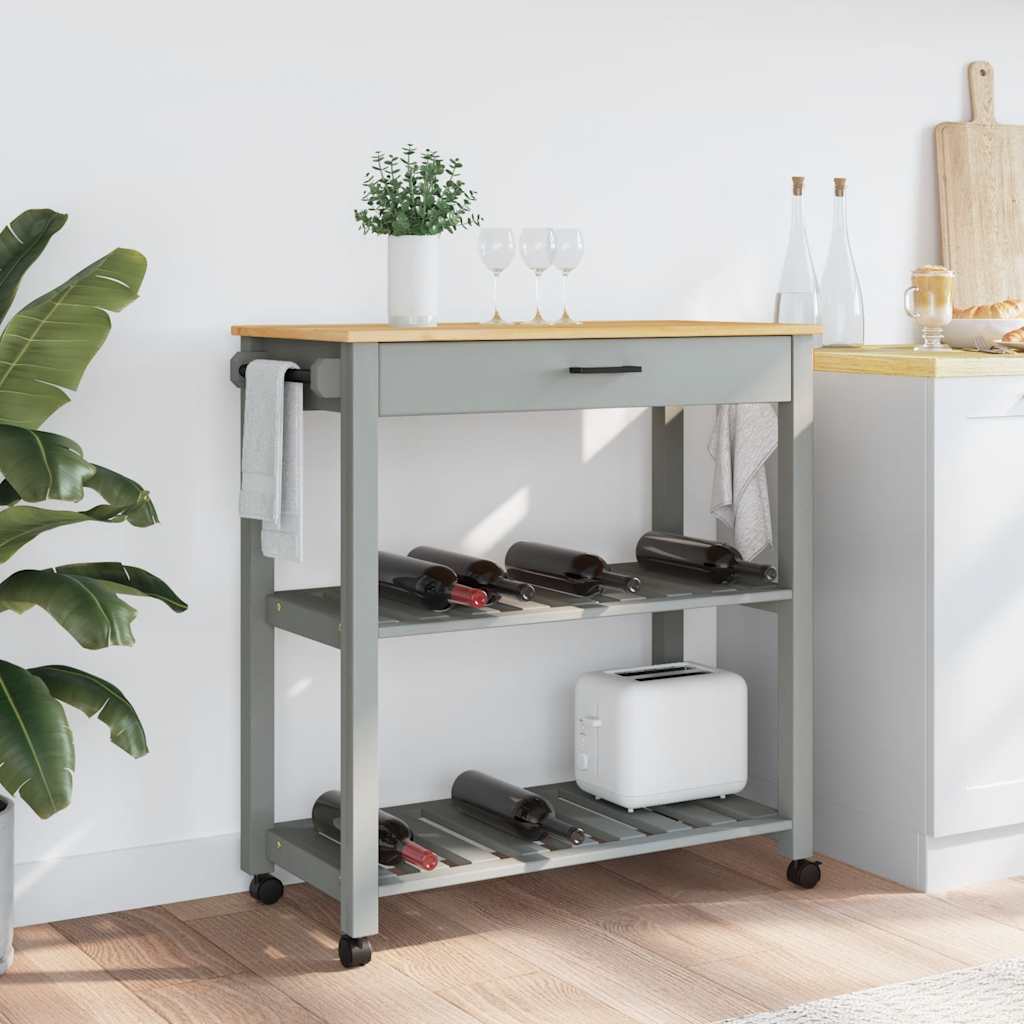 Kitchen Trolley MONZA 33.1"x15.7"x34.8" Solid Wood Pine