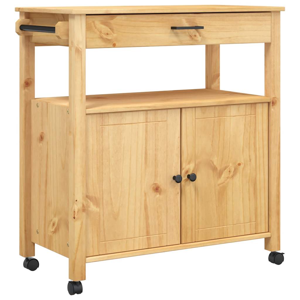 Kitchen Trolley MONZA 33.1"x15.7"x34.8" Solid Wood Pine