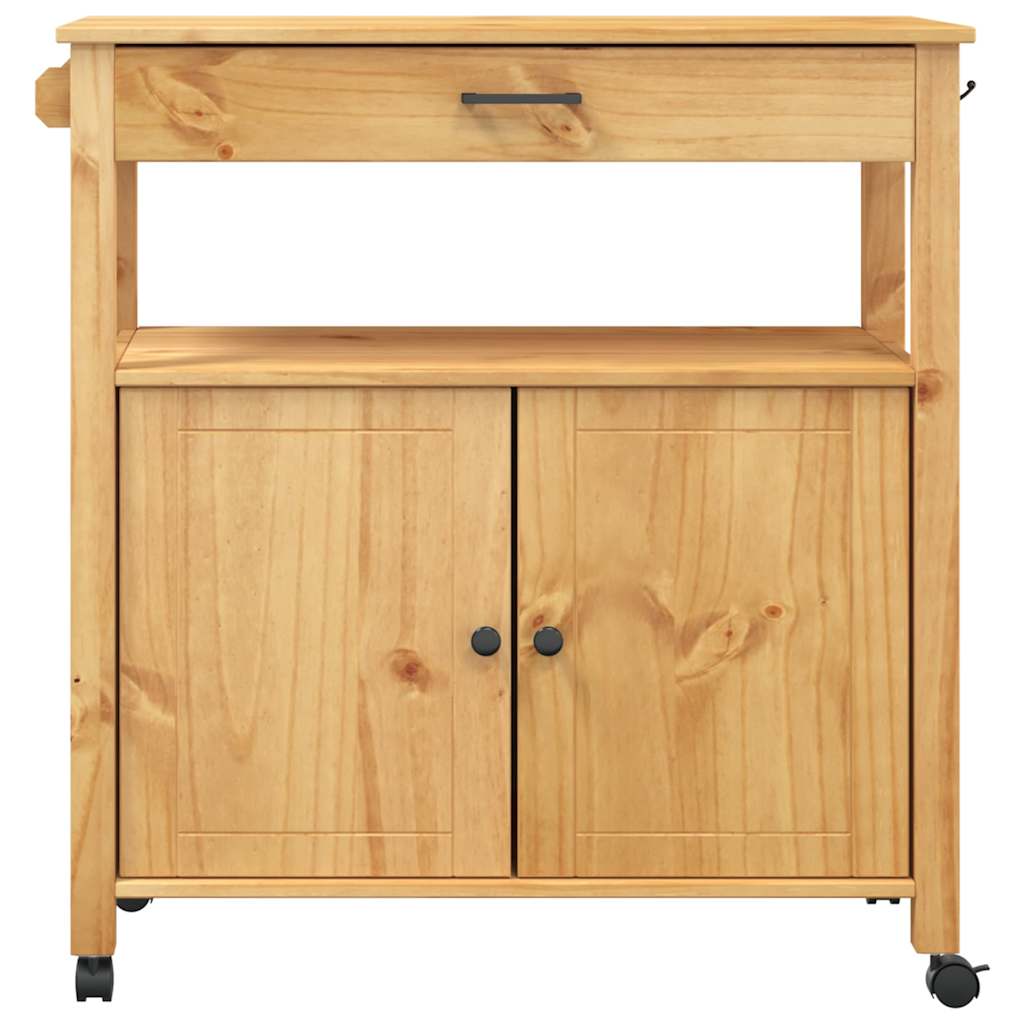 Kitchen Trolley MONZA 33.1"x15.7"x34.8" Solid Wood Pine
