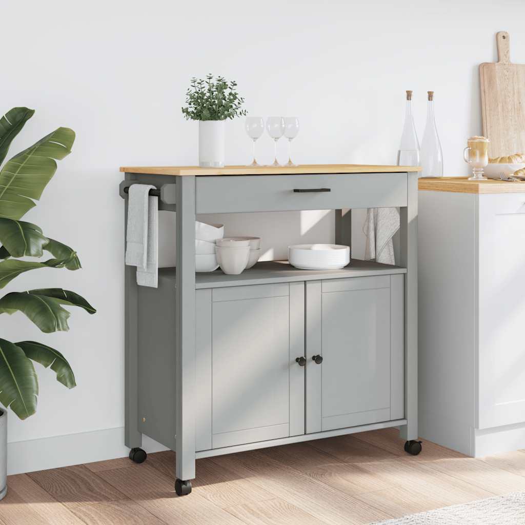 Kitchen Trolley MONZA 33.1"x15.7"x34.8" Solid Wood Pine