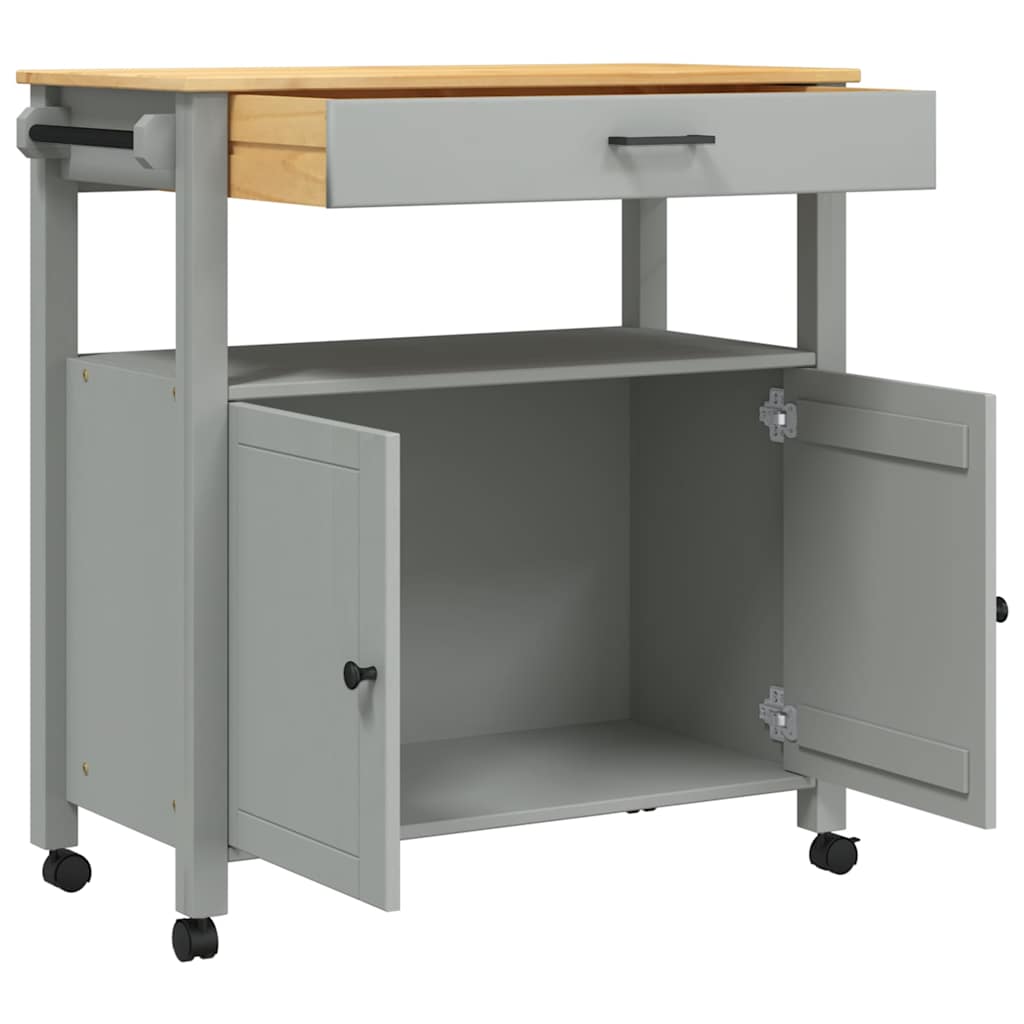 Kitchen Trolley MONZA 33.1"x15.7"x34.8" Solid Wood Pine