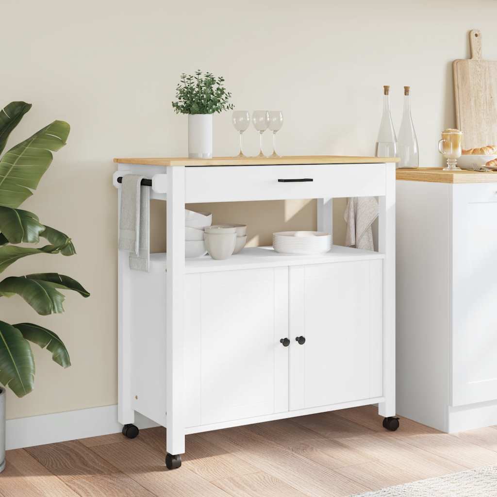 Kitchen Trolley MONZA 33.1"x15.7"x34.8" Solid Wood Pine
