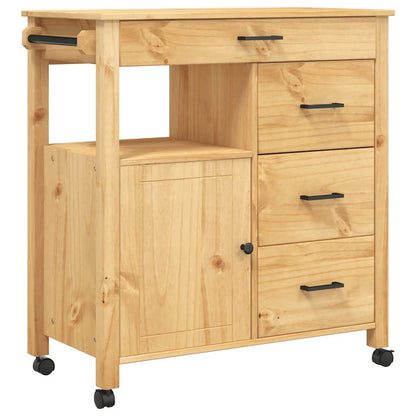 Kitchen Trolley MONZA 33.1"x15.7"x34.8" Solid Wood Pine
