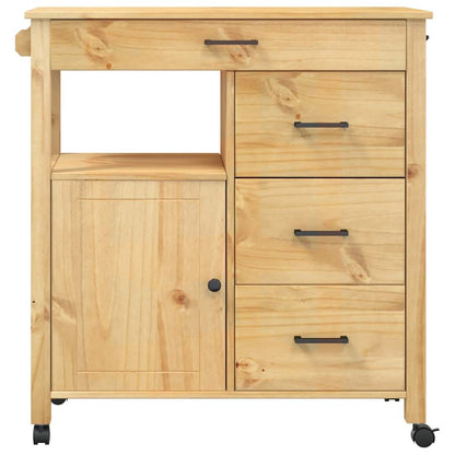 Kitchen Trolley MONZA 33.1"x15.7"x34.8" Solid Wood Pine