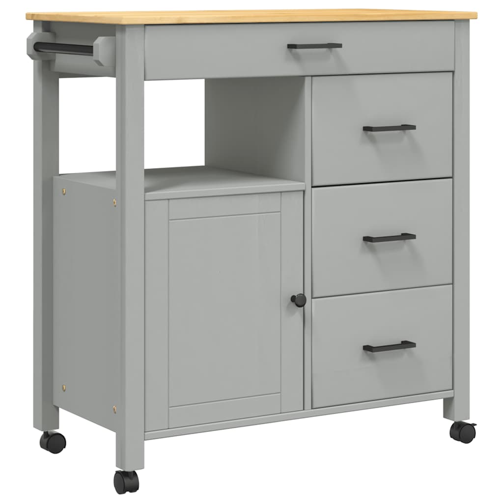 Kitchen Trolley MONZA 33.1"x15.7"x34.8" Solid Wood Pine