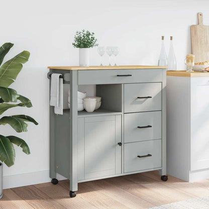 Kitchen Trolley MONZA 33.1"x15.7"x34.8" Solid Wood Pine