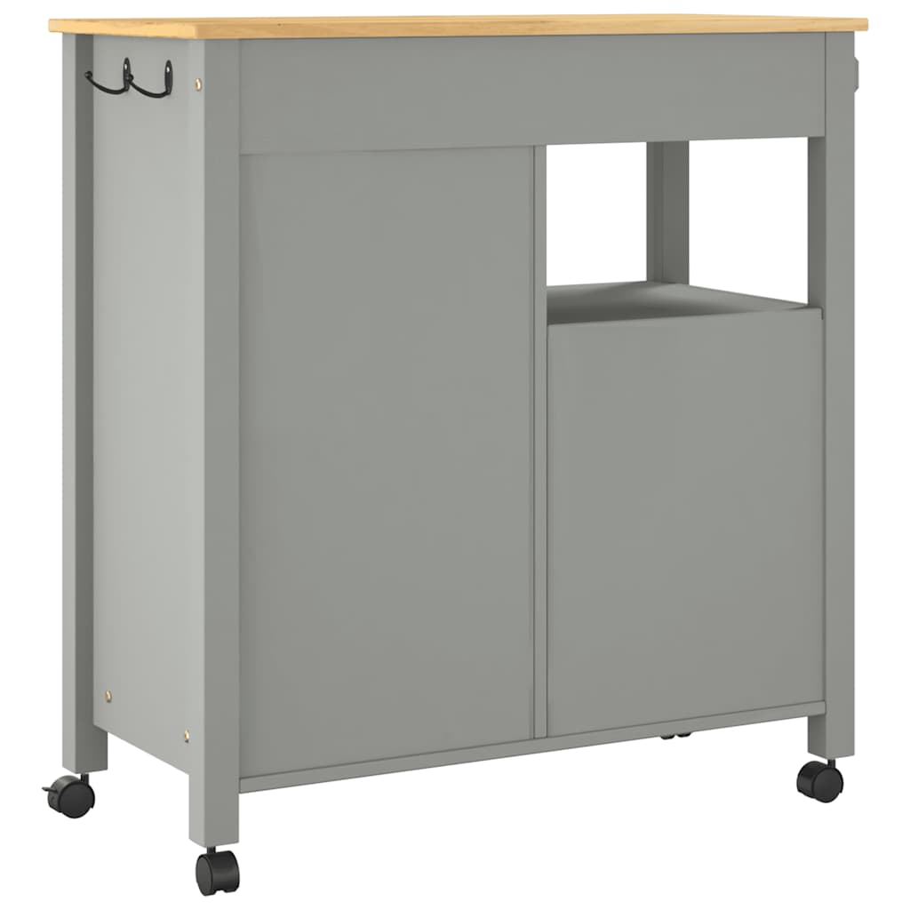 Kitchen Trolley MONZA 33.1"x15.7"x34.8" Solid Wood Pine