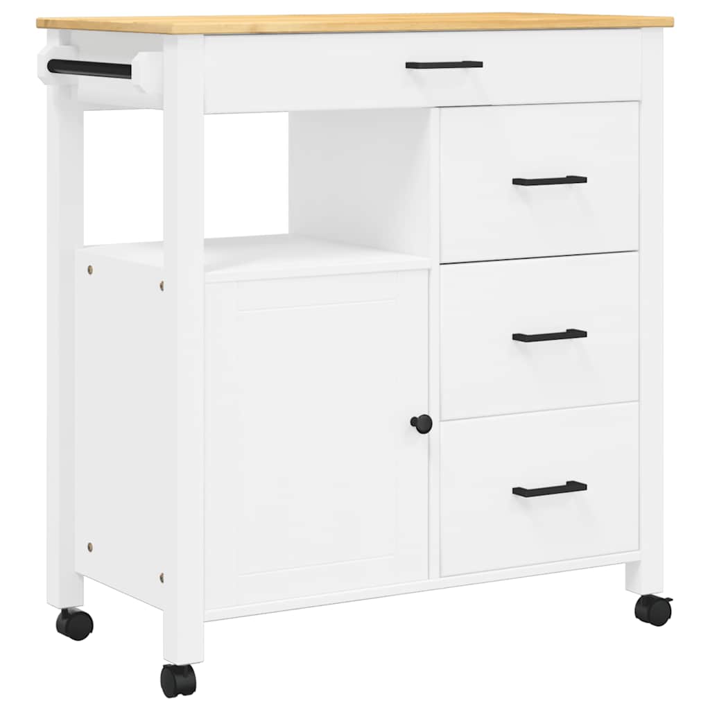 Kitchen Trolley MONZA 33.1"x15.7"x34.8" Solid Wood Pine