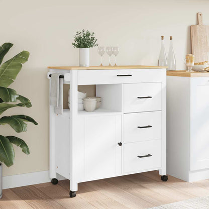 Kitchen Trolley MONZA 33.1"x15.7"x34.8" Solid Wood Pine