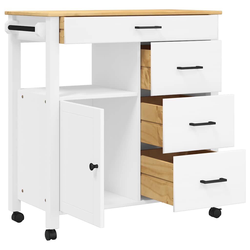 Kitchen Trolley MONZA 33.1"x15.7"x34.8" Solid Wood Pine