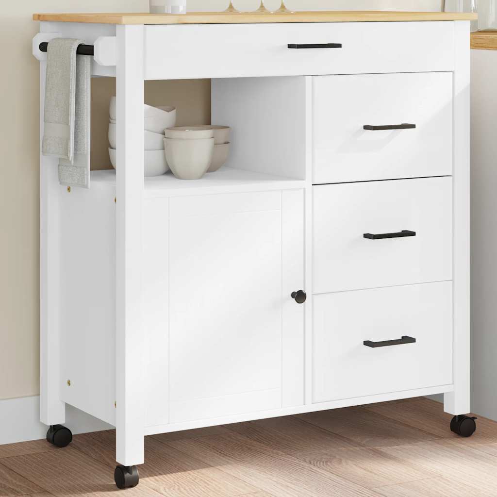 Kitchen Trolley MONZA 33.1"x15.7"x34.8" Solid Wood Pine