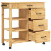 Kitchen Trolley MONZA 84x40x90 cm Solid Wood Pine