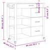 Kitchen Trolley MONZA 84x40x90 cm Solid Wood Pine