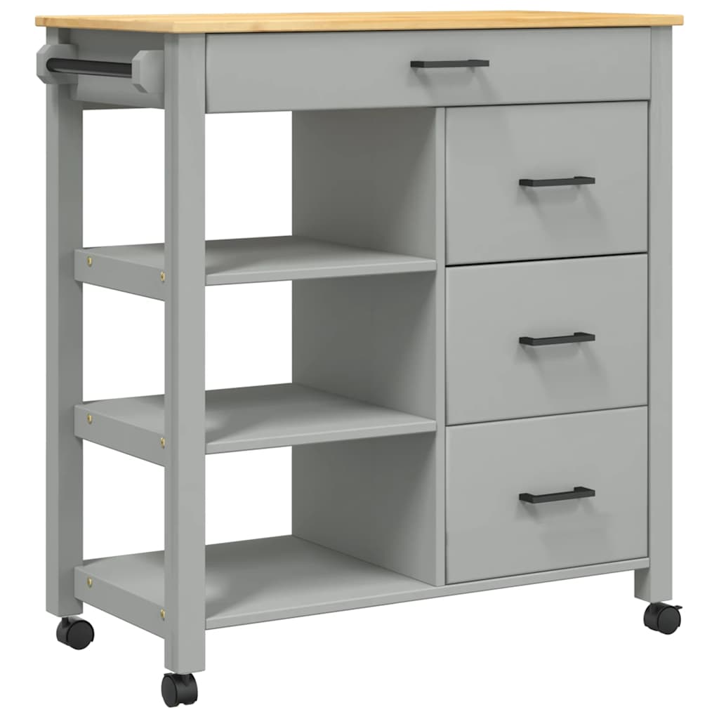 Kitchen Trolley MONZA 33.1"x15.7"x34.8" Solid Wood Pine