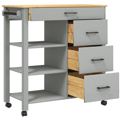 Kitchen Trolley MONZA 33.1"x15.7"x34.8" Solid Wood Pine