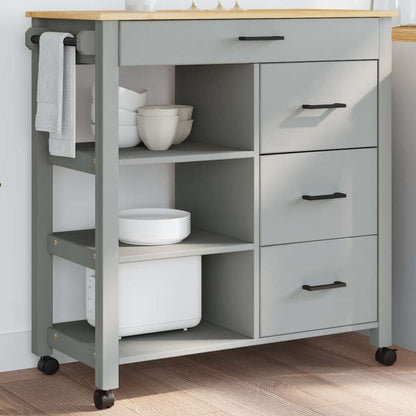 Kitchen Trolley MONZA 33.1"x15.7"x34.8" Solid Wood Pine