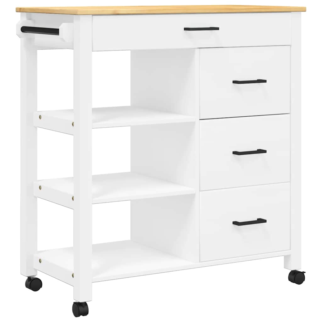 Kitchen Trolley MONZA 33.1"x15.7"x34.8" Solid Wood Pine