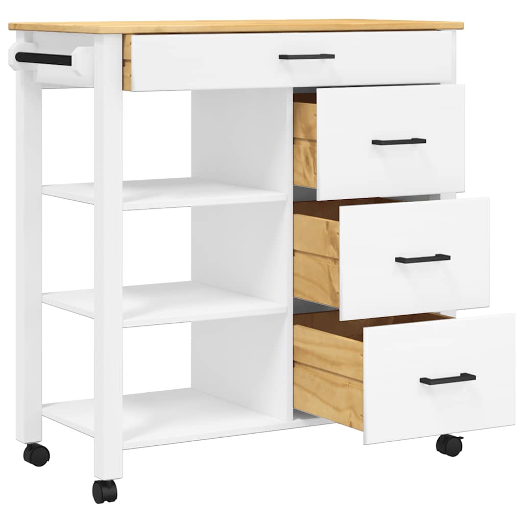 Kitchen Trolley MONZA 33.1"x15.7"x34.8" Solid Wood Pine