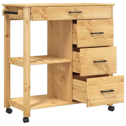 Kitchen Trolley MONZA 33.1"x15.7"x34.8" Solid Wood Pine