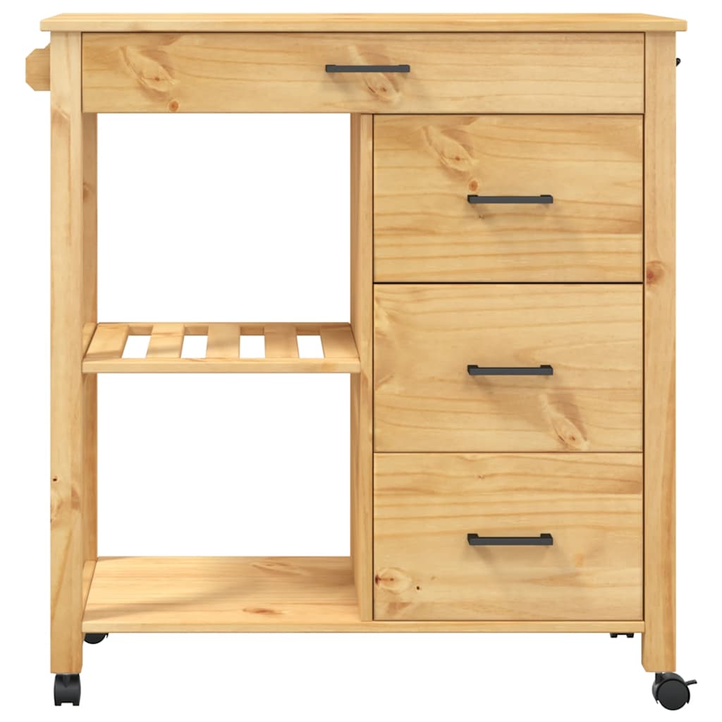 Kitchen Trolley MONZA 33.1"x15.7"x34.8" Solid Wood Pine