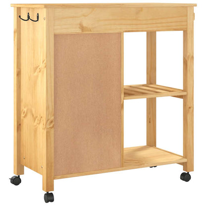 Kitchen Trolley MONZA 33.1"x15.7"x34.8" Solid Wood Pine