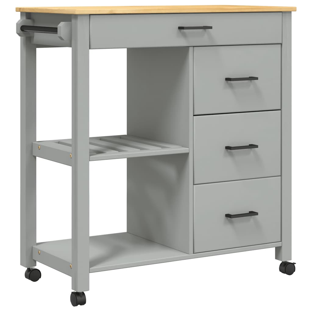 Kitchen Trolley MONZA 33.1"x15.7"x34.8" Solid Wood Pine