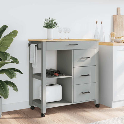 Kitchen Trolley MONZA 33.1"x15.7"x34.8" Solid Wood Pine