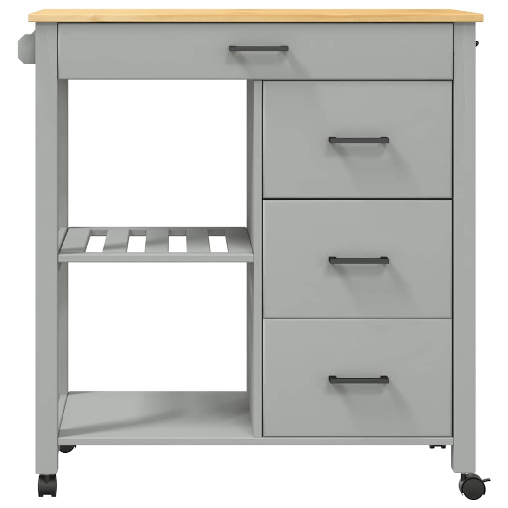 Kitchen Trolley MONZA 33.1"x15.7"x34.8" Solid Wood Pine
