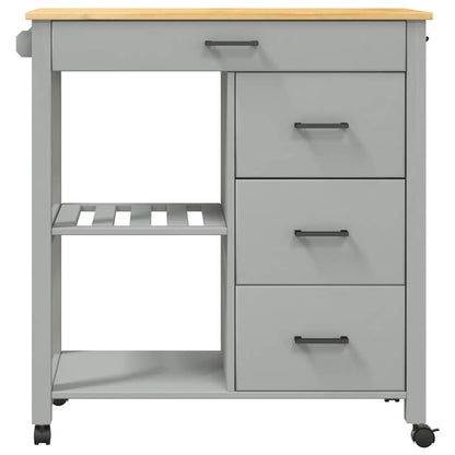 Kitchen Trolley MONZA 33.1"x15.7"x34.8" Solid Wood Pine