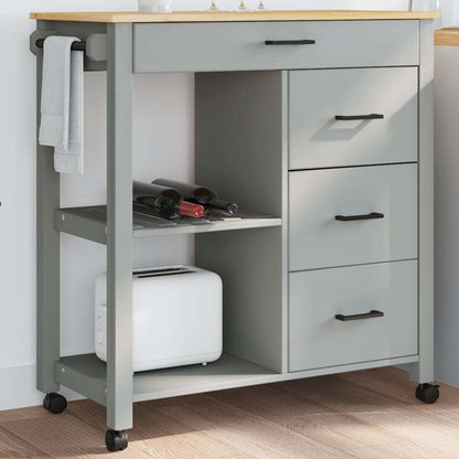 Kitchen Trolley MONZA 33.1"x15.7"x34.8" Solid Wood Pine