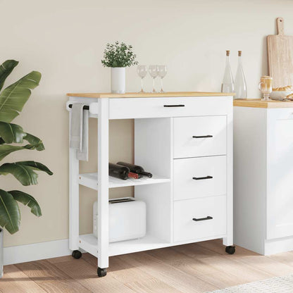 Kitchen Trolley MONZA 33.1"x15.7"x34.8" Solid Wood Pine