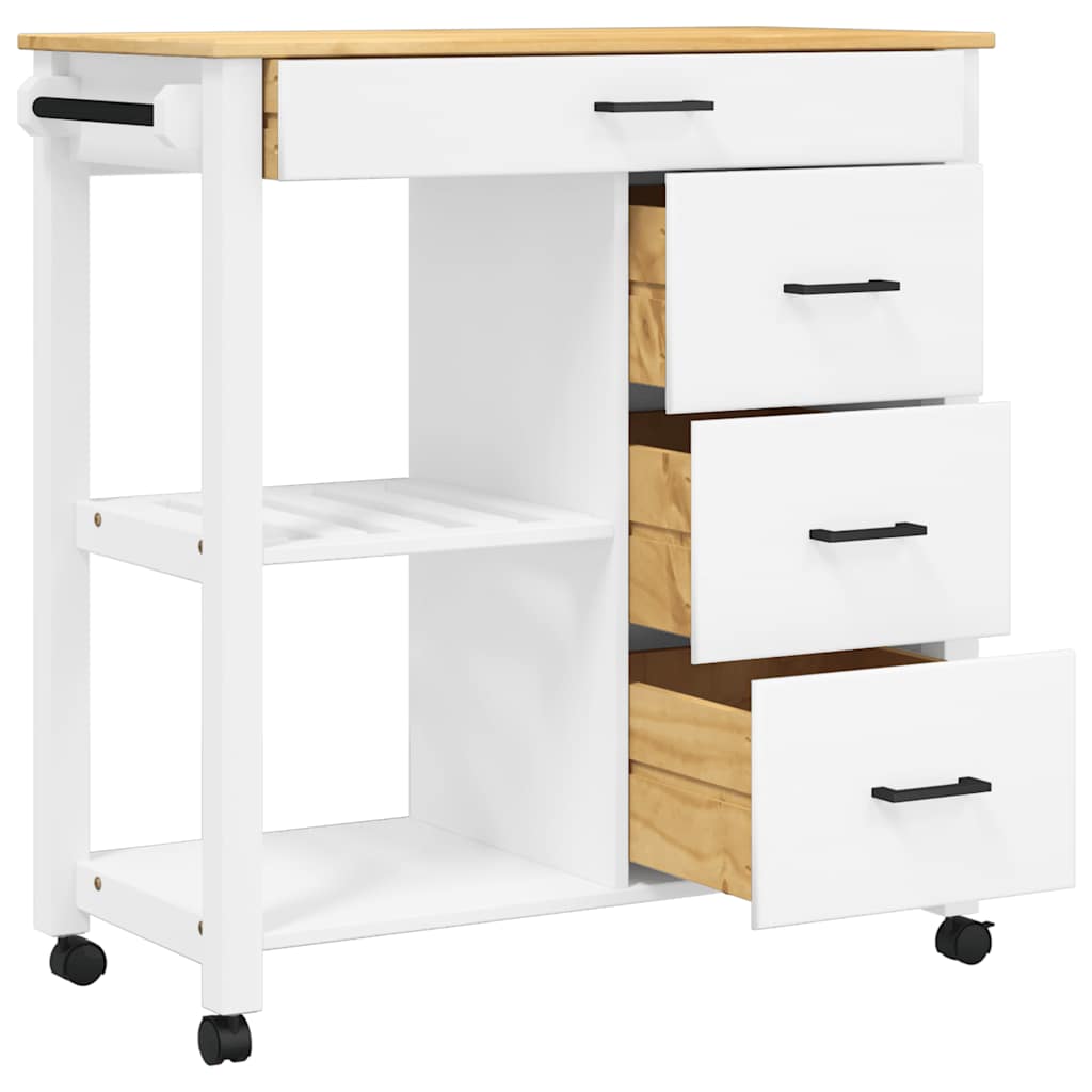 Kitchen Trolley MONZA 33.1"x15.7"x34.8" Solid Wood Pine