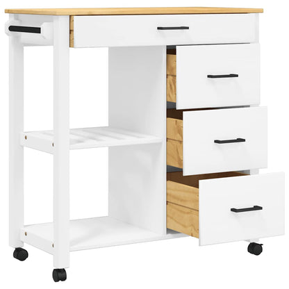 Kitchen Trolley MONZA 33.1"x15.7"x34.8" Solid Wood Pine