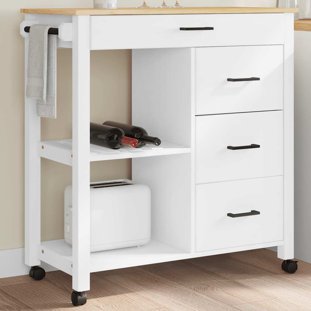 Kitchen Trolley MONZA 33.1"x15.7"x34.8" Solid Wood Pine