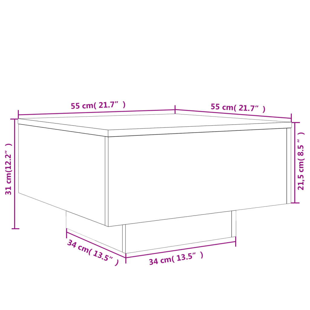 Coffee Table Grey Sonoma 55x55x31 cm Engineered Wood