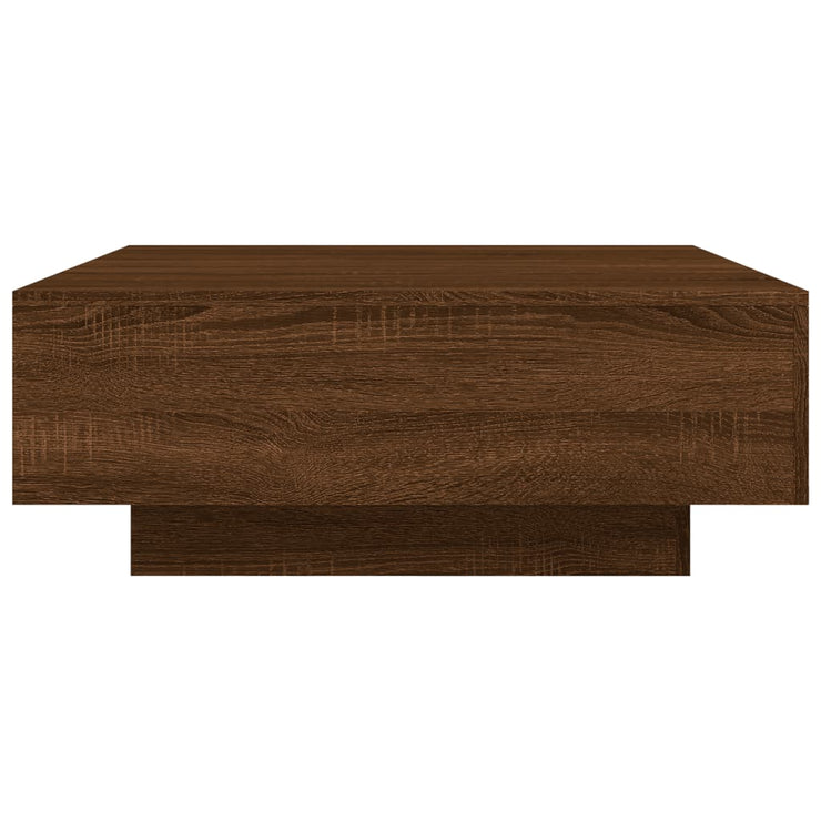 Coffee Table with LED Lights Brown Oak 80x80x31 cm