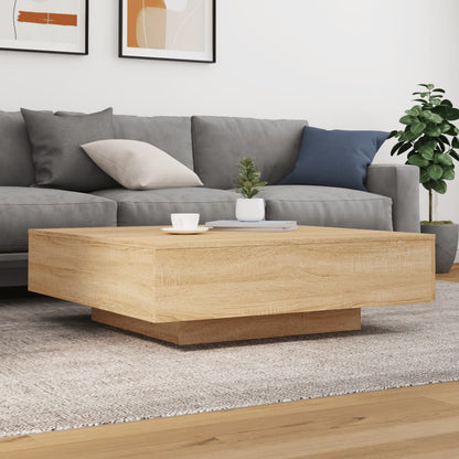 Coffee Table with LED Lights Sonoma Oak 100x100x31 cm