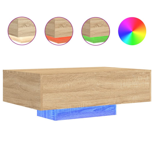 Coffee Table with LED Lights Sonoma Oak 85x55x31 cm