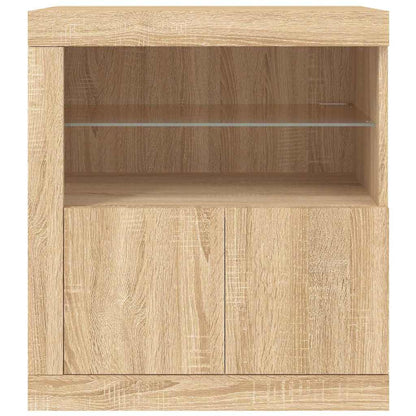 Sideboard with LED Lights Sonoma Oak 60.5x37x67 cm