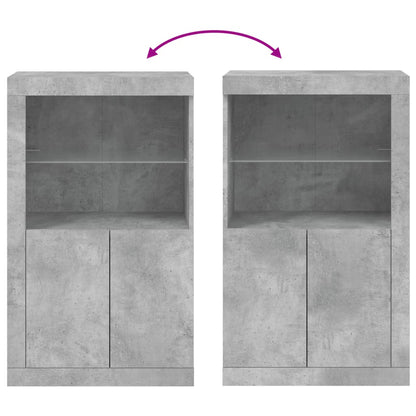 Side Cabinet with LED Lights Concrete Grey Engineered Wood