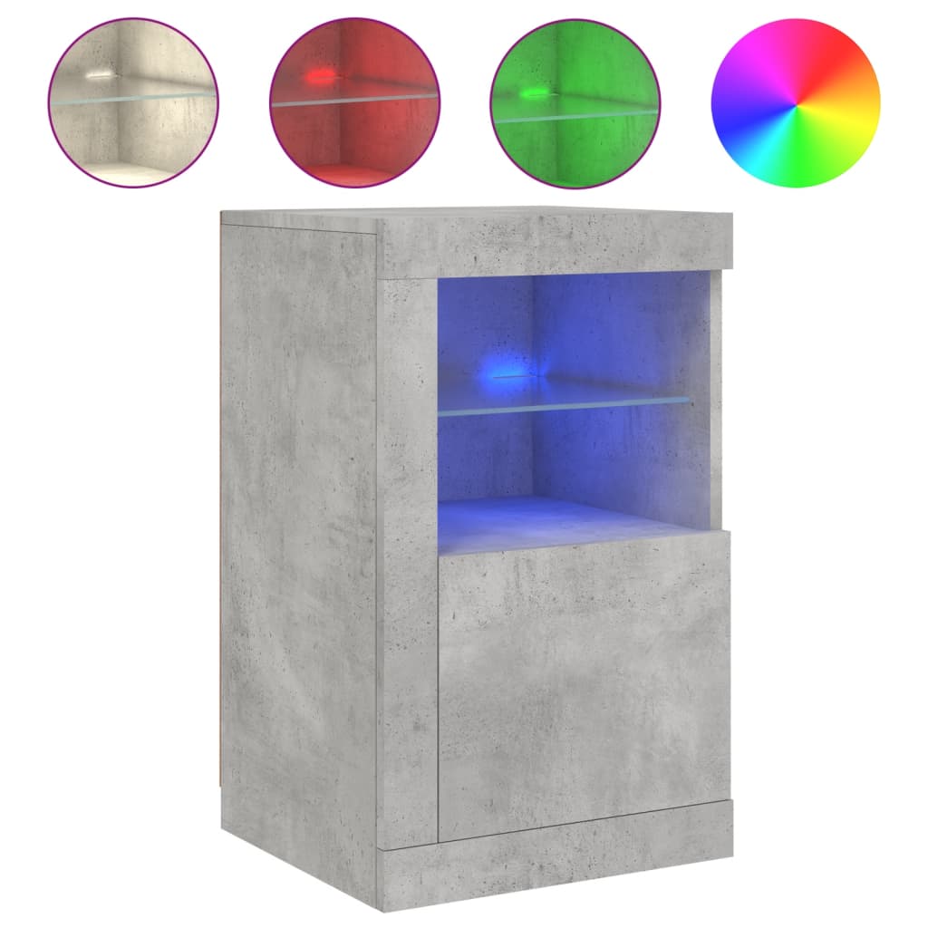 Side Cabinets with LED Lights 2 pcs Concrete Grey Engineered Wood