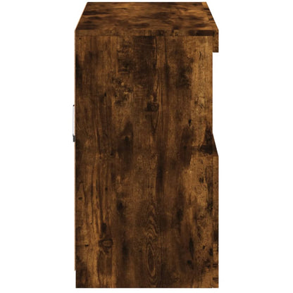 Sideboard with LED Lights Smoked Oak 81x37x67 cm